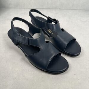 SAS Shoes Womens Size 9.5 Wide Navy Leather Slingback Sandals Tripad Comfort